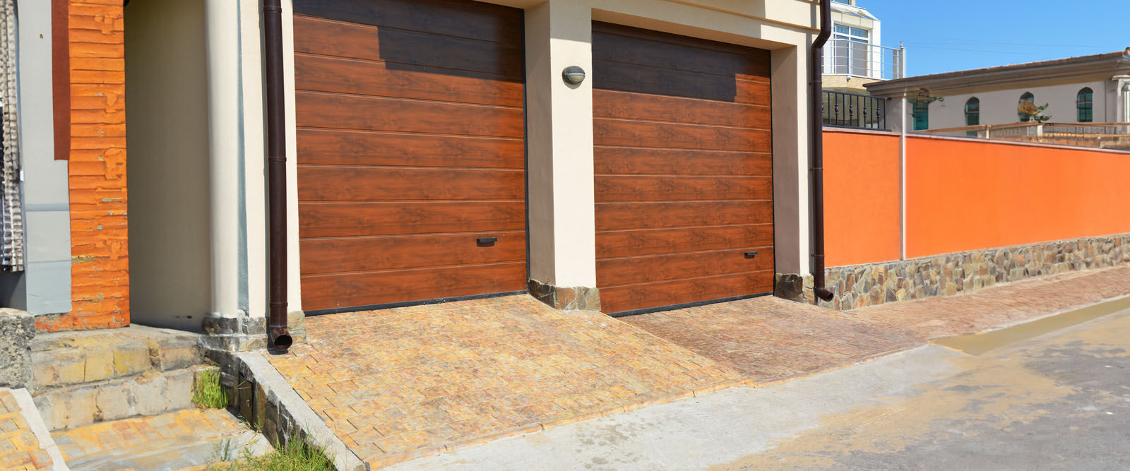 two wooden garage doors