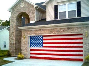 USA flag on garage door